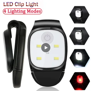 Clip LED Torcia elettrica Ricaricabile di USB Clip Sulla Luce 4 Modalità di Illuminazione di Sicurezza di Avvertimento Luci per Notte a Piedi Pesca