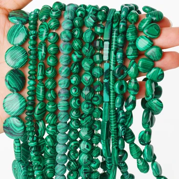 La Pietra naturale Più Forme di Verde Malachite Fascino Perline Tondo Distanziale Sciolto Perline Per Gioielli fai da te Bracciale in Collana