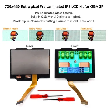 V5 Calo Nel Pre Laminato 720x480 Pixel Retro IPS LCD Per GBA SP Retroilluminazione LCD Per GBA SP Console Non c'è Bisogno di Taglio Shell