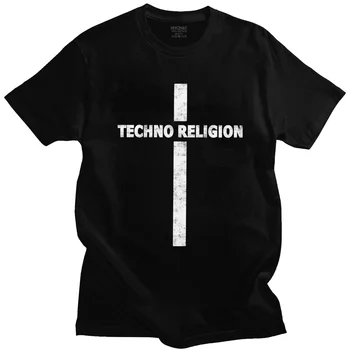 Fresco Streetwear Uomo T Shirt Musica Techno t-shirt Manica Corta in Cotone T-shirt Retrò Moda Estate Religione Cross Tee Top Abbigliamento