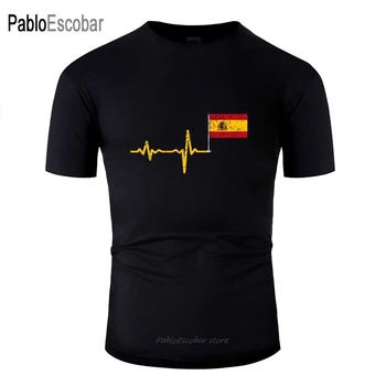 Il Nuovo Montato Battito cardiaco Spagna Bandiera Mens Tee Shirt Donna Rotonda Collare T-Shirt Uomo Femmina Taglia Xxxl 4xl 5xl Top Tee
