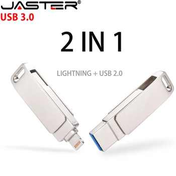 Il PROTAGONISTA lightning Per Iphone IOS, PC USB 3.0 Flash Drive Argento OTG azionamento della Penna 2 in 1 Pendrive 128GB 256GB 64GB 32GB Memory stick