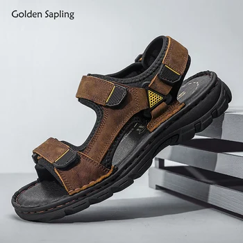 Golden Alberello Classici da Uomo Sandali Traspirante in Vera Pelle Beach Comode Scarpe Casual Scarpe Estive Uomo tempo Libero Sandali