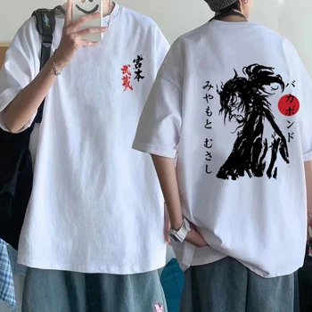 Anime Giapponese Vagabond T-Shirt Uomo Donna Casual Harajuku Streetwear Estate Miyamoto Musashi Shirt Manica Corta