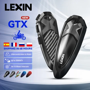 Nuova 2023 Lexin GTX Interfono Bluetooth Per Casco Moto cuffia Auricolare Supporto Citofono e Ascoltare la Musica a Un Time10 Piloti 2000m