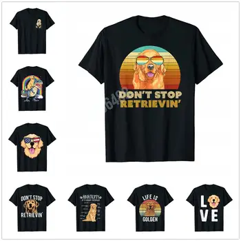 Non Interrompere il Recupero Retrò Golden Retriever Cane T-Shirt in Cotone 100% Uomini Donne Hip Hop T-Shirt Per il Regalo Taglia XS-5XL
