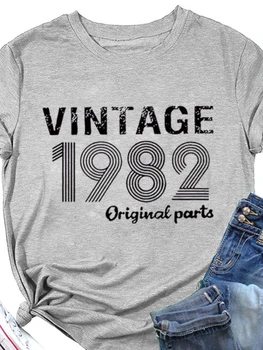 Vintage 1982 Stampa Originale Donna T Shirt Manica Corta O Collo Allentato Delle Donne T-Shirt Ladies Tee Shirt Top Camisetas Mujer