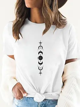 Luna Dolce degli anni ' 90 Carino Abbigliamento Estivo Donna Stampato Manica Corta Tee T Femmina di Moda Casual Abiti Graphic T-shirt