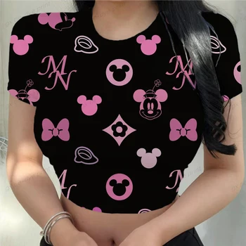 Carino T-Shirt Donna Streetwear Minnie Mickey Mouse Graphic Tees Moda Disney Stampati Donne Top Divertente Vintage Casual Femminile T
