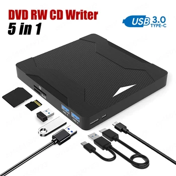 Esterno Usb Lettore Dvd USB 3.0 di Tipo C, DVD-RW CD-RW Masterizzatore Masterizzatore TF SD Unità Ottiche CD DVD ROM Scrittore Per PC Portatile