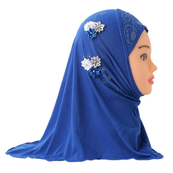 Bella piccola ragazza hijab con strass e piccoli fiori musulmani bambino 2-5 anni sciarpa foulard scialle avvolgere