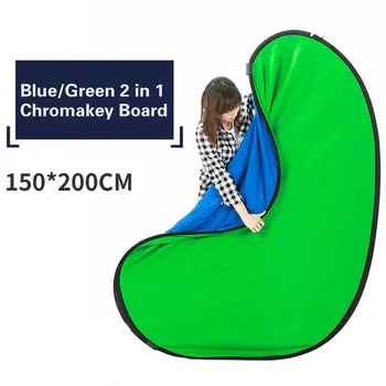 La grande Dimensione Esterno Portatile Chromakey Sfondo, Blu, Verde, Schermo la Foto di Sfondo Fotografia Riflettore Fondali 150x200cm 2in1