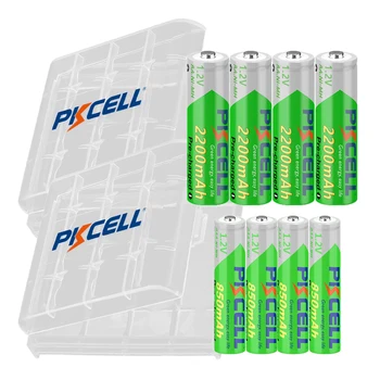 4/8/16/24 pack PKCELL 2200MAH Batteria AA +AAA capacita ' batteria 850mah 1.2 V NI-MH AAA/AA Ricaricabili, batterie e battery Box per la torcia elettrica del giocattolo
