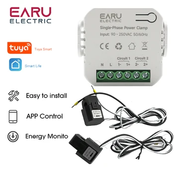 Tuya App Smart a Due vie Bilaterali WiFi Metro di Energia di 80-300A AC110V 220V con Morsetto CT KWh di energia Elettrica di Potenza il Consumo del Monitor