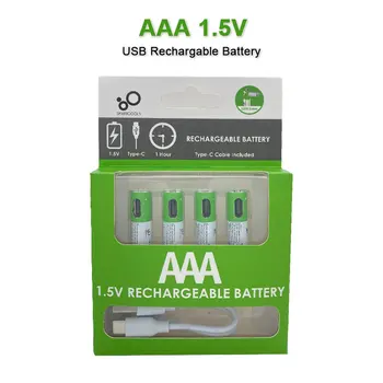 NUOVA batteria AAA da 1,5 V 500mAh/750 mWh AAA batteria ricaricabile li-ion batterie ricaricabile di USB per il controllo Remoto mouse senza fili + Cavo