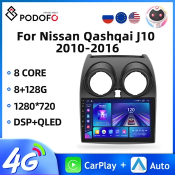 Podofo autoradio Android Per Nissan Qashqai J10 e ' marchio figurativo 2006-2016 AI Vocale, Lettore Video, Navigazione Stereo 4G Auto Carplay 2din Autoradio