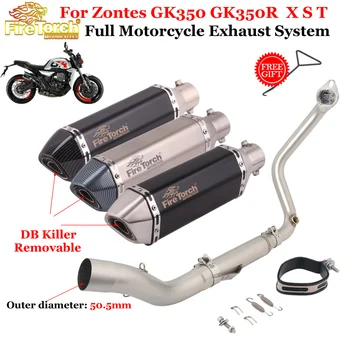Slip-On Per Zontes GK350 GK350R GK 350 X S T in Pieno Motociclo Sistema di Scarico Fuga Modificare Fronte di Collegamento Tubo di Moto Silenziatore DB Killer
