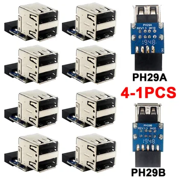 1/2/3/4PCS 9Pin/10Pin scheda Madre a 2 Porte USB 2.0 Type-A Femmina Adattatore Convertitore Scheda PCB Interno Compter Connettore