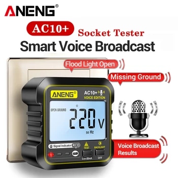 ANENG AC10 Socket Tester Plug Rivelatore di Zero Linea Plug Polarità Fase di Controllo Rilevatore di Fase US/EU Plug Multimetro Tester Digitale