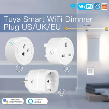 Tuya Wifi Smart Dimmer Presa Tempi di Switch Wireless Spina di Alimentazione Controllo Vocale Alexa di Casa Google EU/US/UK Presa Elettrica