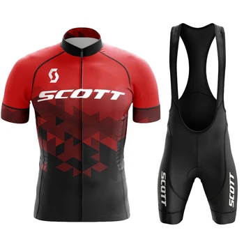 SCOTT Team 2023 Short Sleeve Cycling Jersey Set Salopette Ropa Ciclismo Bicicletta Abbigliamento MTB Jersey Uniforme, Uomini Vestiti