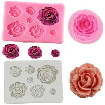 Fioritura di Rose dolce del Silicone Stampi Fiore 3D Fondente Stampo Cupcake Jelly Candy di Cioccolato Decorazione Strumento di Cottura Stampi