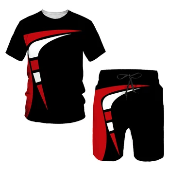 Casual Stripe vestito Stampato in 3D Mens Tuta 2 Pezzi Oversize abbigliamento sportivo Uomo manica Corta Tee Beach Shorts Abiti Personalizzabili