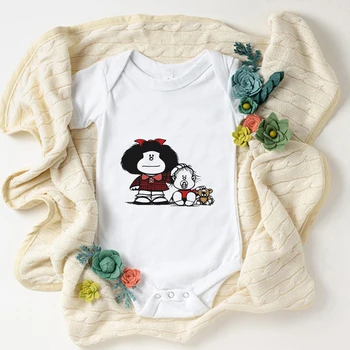 Divertente Mafalda Di Stampa Neonato Baby Onesie Estate Casual Bambino Ragazza Abiti Body Anime Harajuku Fashion Bambino Pagliaccetto