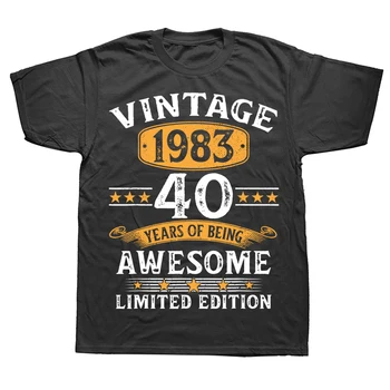 Vintage 1983 che ha 40 anni e 40 ° compleanno, Regali di Compleanno per le Donne degli Uomini T-Shirt uomo Abbigliamento Papà Marito per il Compleanno di Streetwear