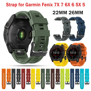 22mm 26mm Silicone Smart Watch Strap Per Garmin Fenix 7X 7 Fenix 6X 6 Pro Fenix 5X 5 Plus 3 ORE Bracciale Cinturino Sgancio Rapido