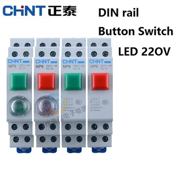 1PC CHINT NP9 pulsante di carta DIN interruttore a pulsante reset con lo spostamento di luce a LED 220V
