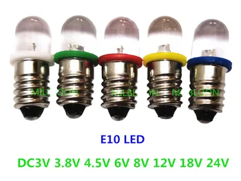 5pcs E10 led lampadina E10 DC 3V 3.8 V 4.5 V 6V 8V 12V 18V 24V Strumento lampadina E10 Indicatore lampadina Vecchio stile torcia elettrica della lampadina