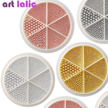 6 Griglie di Arte del Chiodo Piccolo in Acciaio Perle di Caviale 0,8-1,5 mm Misti di Progettazione 3D in Oro Rosa Gioielli in Argento Manicure fai da te Decorazione