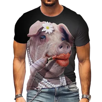 2023 T-shirt Estiva Popolare Animale Novità Maiale Stampa 3D Divertente Shirt Pig Casual Top Traspirante Confortevole Morbida Camicia da Uomo