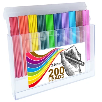 200pcs/scatola Colorata Portare Matite 2.0 mm portamine Piombo 10 matite colorate portare Rifornimenti di Arte per il Disegno Schizzi
