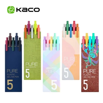5Pcs/Pack Kaco Penna Gel Kawaii Spingere Segno Penne con Refill per Xiaomi Penna Gel 0.5 MM Colore dell'Inchiostro Carino Cancelleria per Ufficio, Forniture per