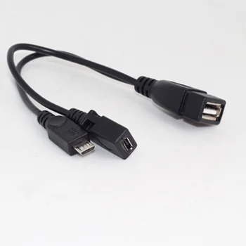 1pc 2 In 1 OTG Micro USB Host Power Y Splitter Adattatore USB A Micro 5 Pin Maschio a Femmina Cavo