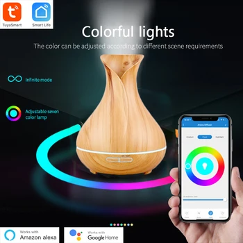 Tuya Smart Umidificatore con Colorgul la Luce del LED WiFi Diffusore di aromi Timer di Controllo Wireless Funziona con Alexa di Casa Google Compatibile