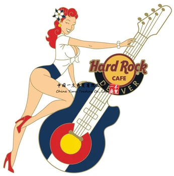 Hard Rock Cafe Denver 2020 Sexy Pin-Up Ragazza Con La Chitarra Di Pin Di Nuovo Sulla Carta - Le 300