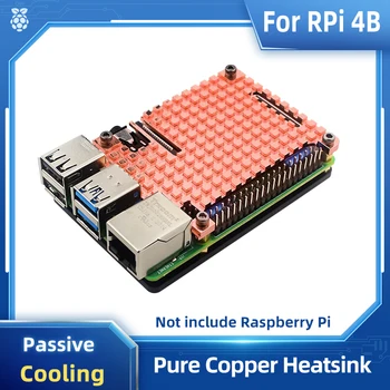 Raspberry Pi 4 Puro Rame del Dissipatore di Metallo Caso di Raffreddamento Passivo Shell 4mm di Rame Custodia per Raspberry Pi 4 Modello B 4B