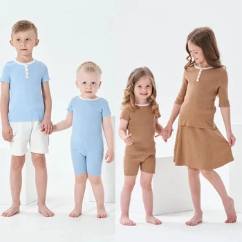 2023 Baby Girl Dress Fratello Sorella Corrispondenza Di Abbigliamento Per Bambini Set Di Abbigliamento A Maglia Tuta Bambino Top Pantaloncini Ragazzo Ragazze Maglieria Abbigliamento