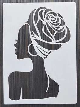 1 Pz 21*29 Cm Bella Womanl fai da te Stratificazione Stencil Muro Dipinto di Album da Colorare di Goffratura Album Decorativi Modello di Scheda