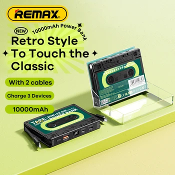 Remax Banca di Potere 10000mAh QC22.5W Super Veloce di Ricarica della Batteria Display Digitale Retro 20W Per Ihpone HUAWEI Costruito nel 2Cables