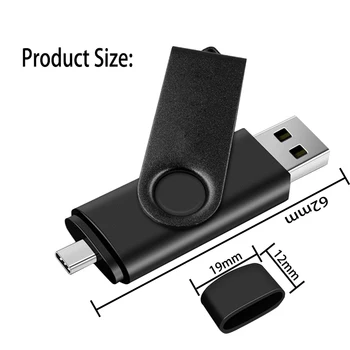 256GB di Tipo c, 128 GB USB Flash Drive 2 in1 64G 32GB Computer, Cellulare Dual-Utilizzare Unità Flash USB Rotante Creative USB 2.0