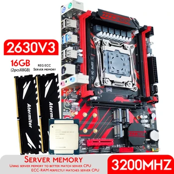 Atermiter X99 D4 scheda Madre con processore Xeon E5 2630 V3 LGA2011-3 CPU 2 X 8GB = 16GB3200MHz DDR4 REG ECC RAM per Server di Memoria