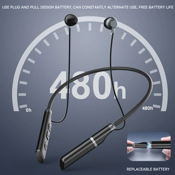 Bluetooth 5.3 Auricolari Senza Fili Impermeabile Magnetico Neckband Headset Cuffie Sportive Con Due Batterie Sono Sostituibili Atletico