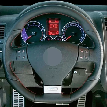 DIY Nero Ecopelle Auto copri Volante Per Volkswagen Mk5 GTI VW R32 Passat R GT 2005, Traspirante E Confortevole