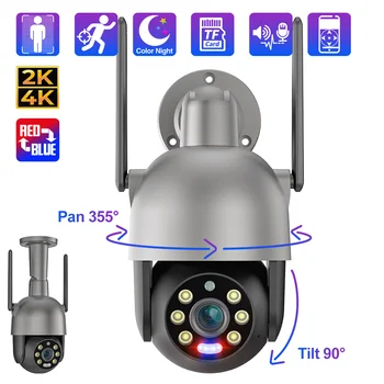 Techage 2K 4K UHD 8MP WIFI Smart AI Fotocamera Conversazione a Due vie di Rilevamento Umane Rosso-Blu Luce di Allarme all'Aperto del IP di Sicurezza della Fotocamera