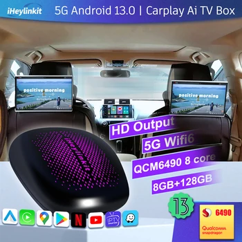 iHeylinkit 5G Carplay Ai TV Box Android 13 Wireless Android Auto Qualcomm 6490 Octa-core 8+128G Wifi6 per VW, Ford, Toyota Mercede