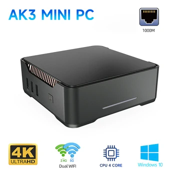 AK3V Mini PC di Windows 10 4 Core Intel Celeron J3455 8GB 128GB SSD 1000M LAN 2.4/5G WiFi Bluetooth 4.2 Mini Computer Desktop HTPC